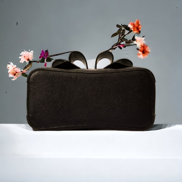 Black Pebbled Leather Double Top Handle Handbag - Picture 5 of 6